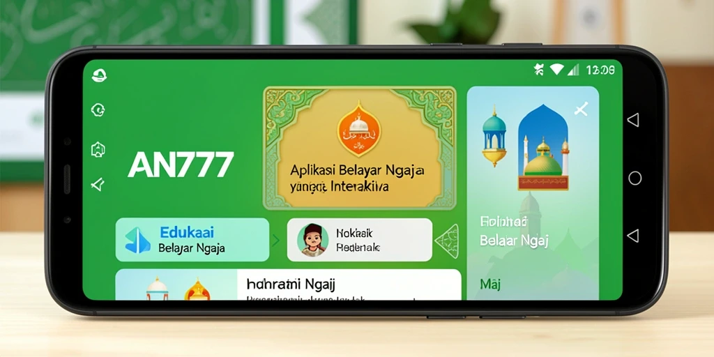 Tampilan aplikasi AN777 yang menarik dan interaktif untuk belajar ngaji.