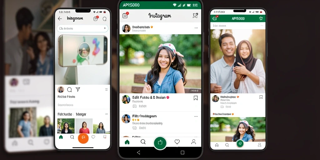 Antarmuka aplikasi API5000 untuk filter Instagram yang menarik dan mudah digunakan.