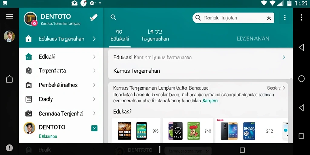 Antarmuka DENTOTO yang sederhana dan fungsional untuk Kamus Terjemahan.