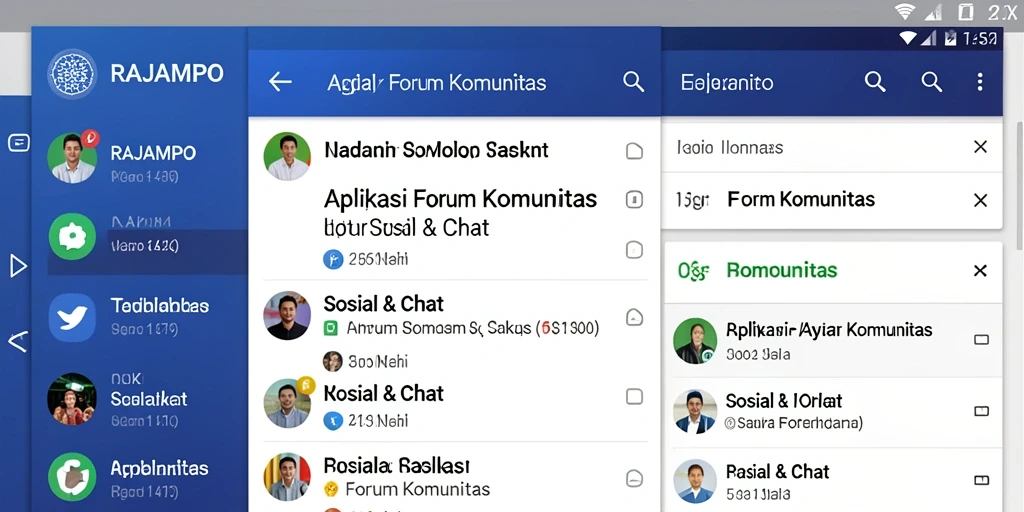 Antarmuka RAJAMPO menampilkan fitur Forum Komunitas yang interaktif dan menarik.