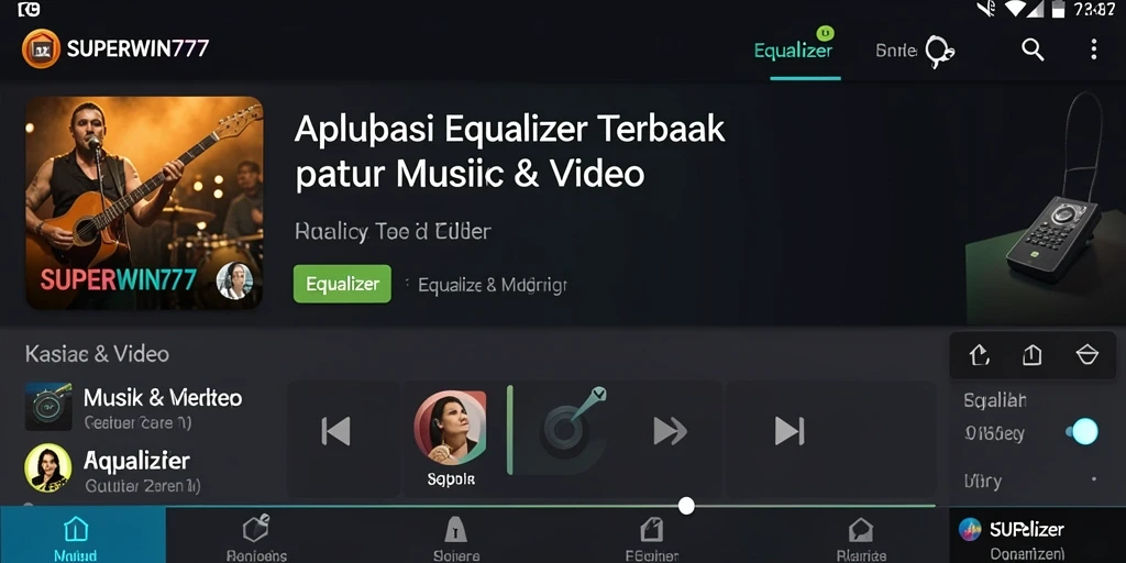 Antarmuka aplikasi SUPERWIN777 yang menawan dengan fungsi Equalizer.